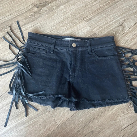 Zadig & Voltaire black denim fringe shorts Sz 36 Small - Picture 2 of 8